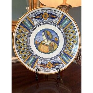 Deruta Handpainted Lady Woman Portrait Charger Platter 16" Plate Majolica